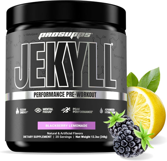 PROSUPPS Dr. Jekyll Low Stim Pre-Workout with Nootropics for Sustained Focus - 20 Servings, BlackBerry Lemonade Flavor for Men & Women