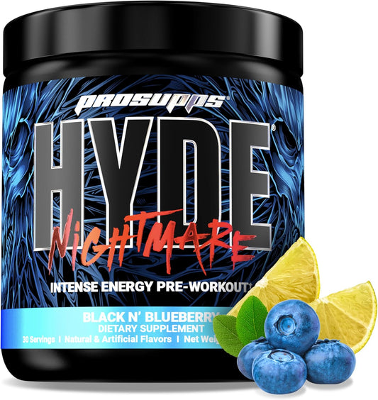PROSUPPS Hyde Nightmare Pre-Workout Powder Energy Drink - Citrulline, Beta Alanine, Nootropics - 30 Servings, Black N' Blueberry Flavor