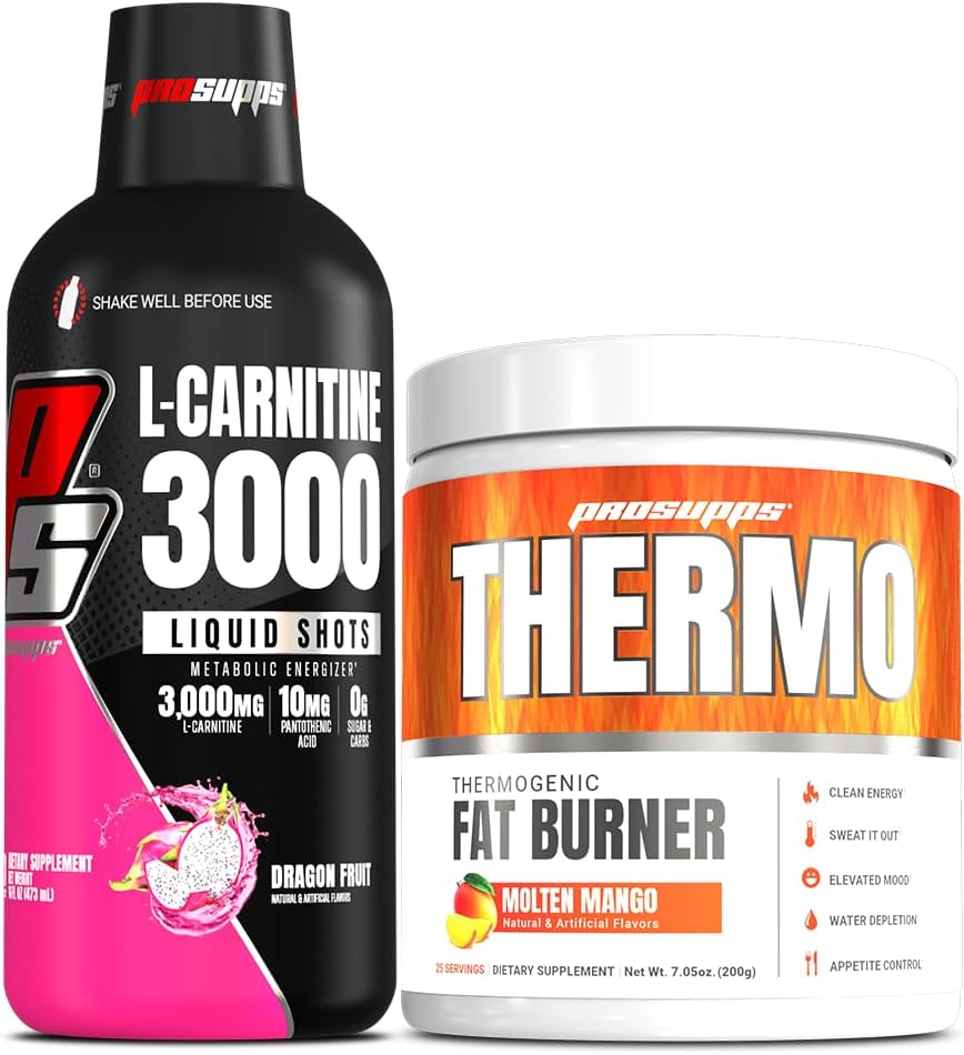 PROSUPPS L-Carnitine 3000 Liquid Shots & Thermo Fat Burning Bundle - Dragon Fruit & Molten Mango Varieties