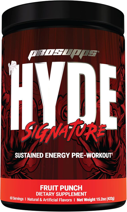 PROSUPPS Mr. Hyde Signature Series Pre-Workout Energy Drink - Boost Energy and Focus with Beta Alanine, Creatine, and TeaCrine - Fruit Punch Flavor - 60 Servings