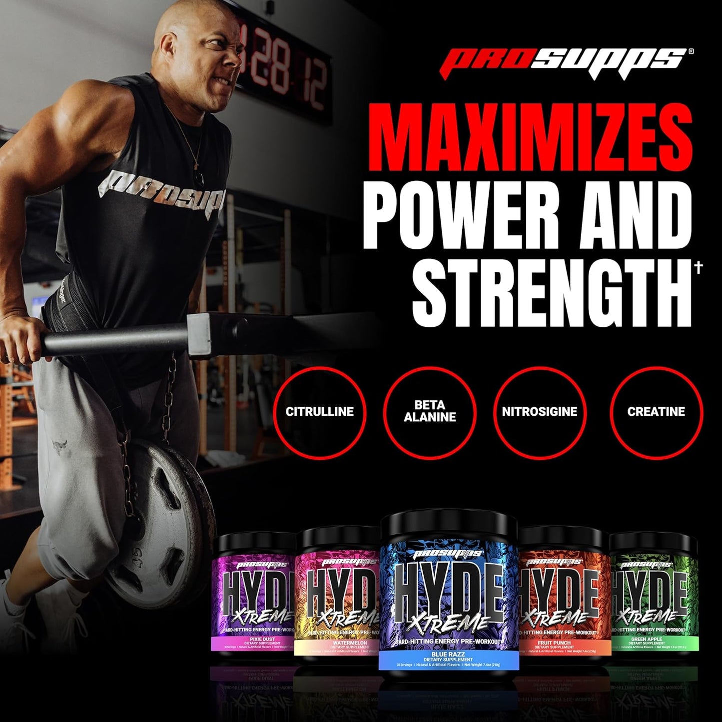 PROSUPPS® Mr. Hyde® Xtreme Pre-Workout Powder - Boost Energy, Focus, and Pumps with Beta Alanine, Creatine, and Nitrosigine (Fruit Punch, 30 Servings)
