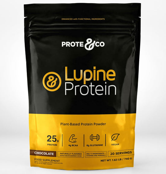 Prote&co Lupine Protein Powder - 24g Plant Based Protein, Non-GMO, Soy-Free, Dairy-Free, Gluten-Free, Chocolate Flavored - 1.63 lb