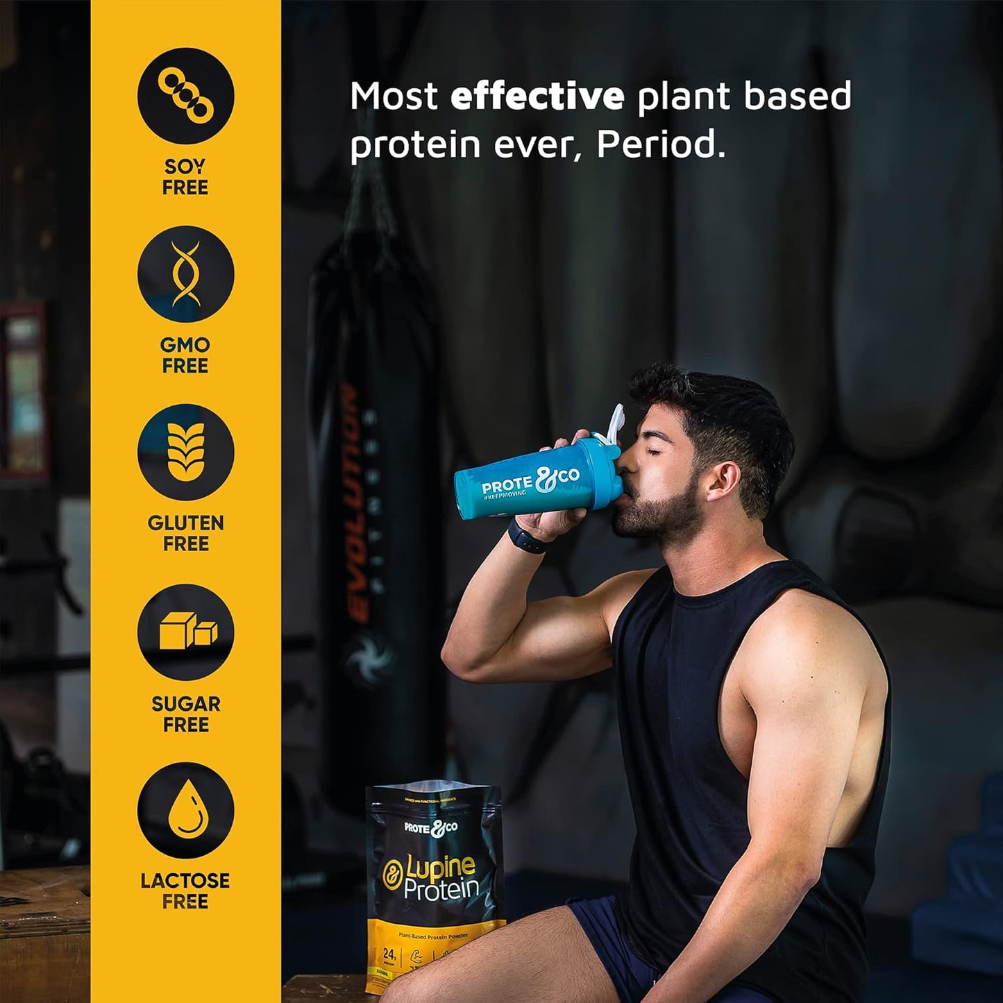 Prote&co Lupine Protein Powder - 24g Plant Based Protein, Non-GMO, Soy-Free, Dairy-Free, Gluten-Free, Chocolate Flavored - 1.63 lb