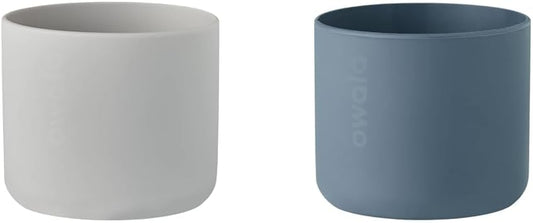 Protective Silicone Boots for 24 Oz Stainless Steel Water Bottles - Anti-Slip Sleeves for Owala FreeSip/Flip, Grey/Blue
