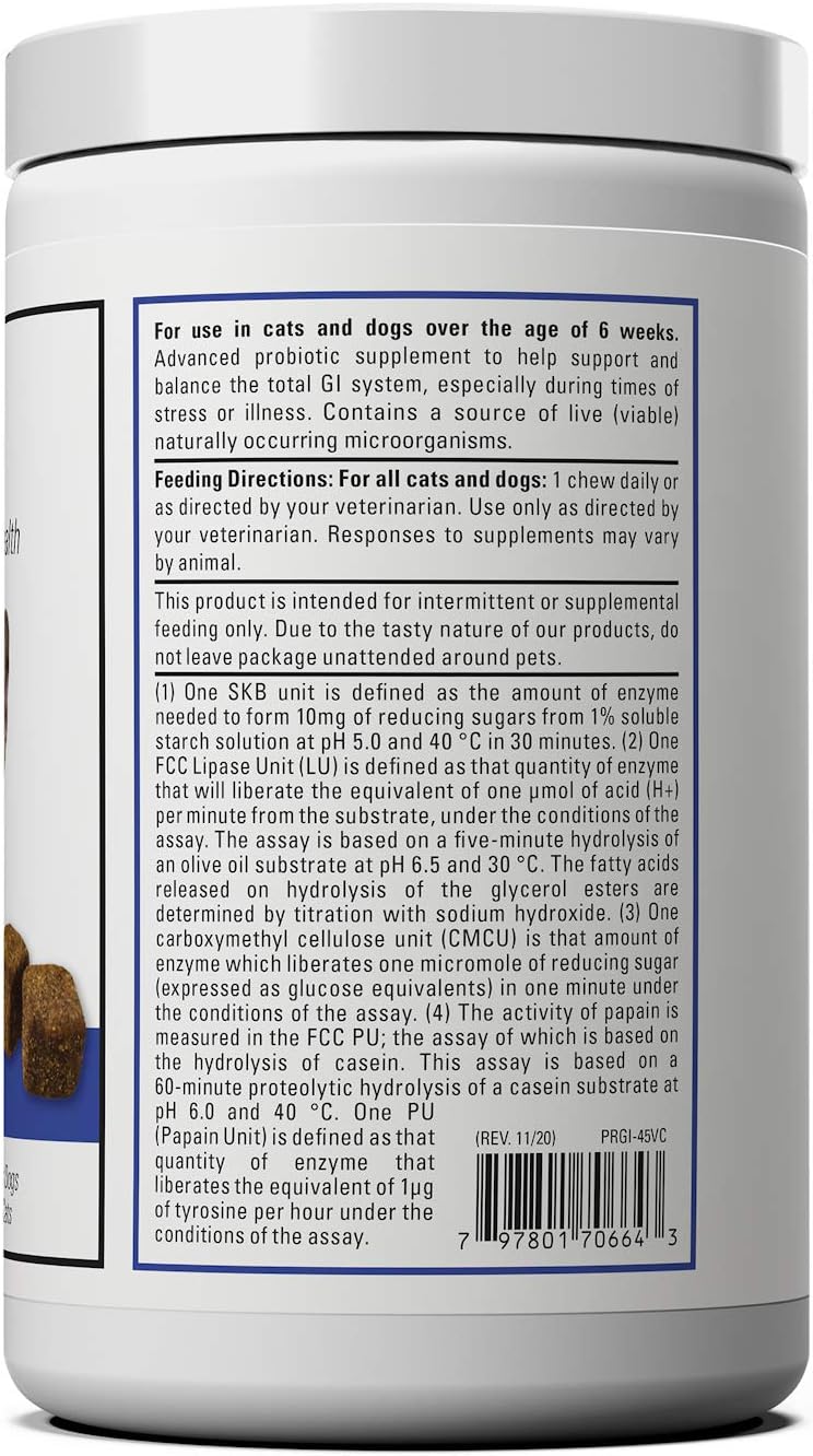 Protegrity GI Probiotics Soft Chews for Dogs & Cats, Supports Stool Quality & GI Health in Stressed Pets