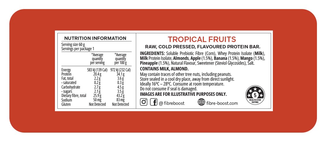 Protein Bar with Cold-Pressed Tropical Fruits for a Fibre Boost