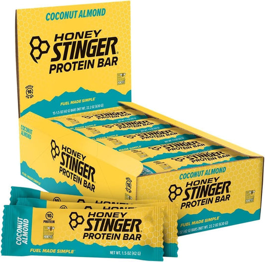 Protein-Packed Honey Stinger Coconut Almond Bars - Ideal Sports Nutrition Snack for Exercise and Performance - Box of 15