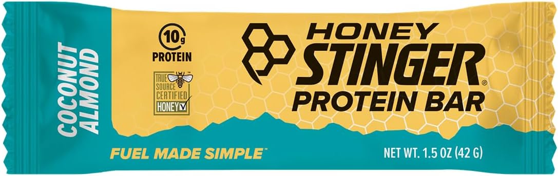Protein-Packed Honey Stinger Coconut Almond Bars - Ideal Sports Nutrition Snack for Exercise and Performance - Box of 15