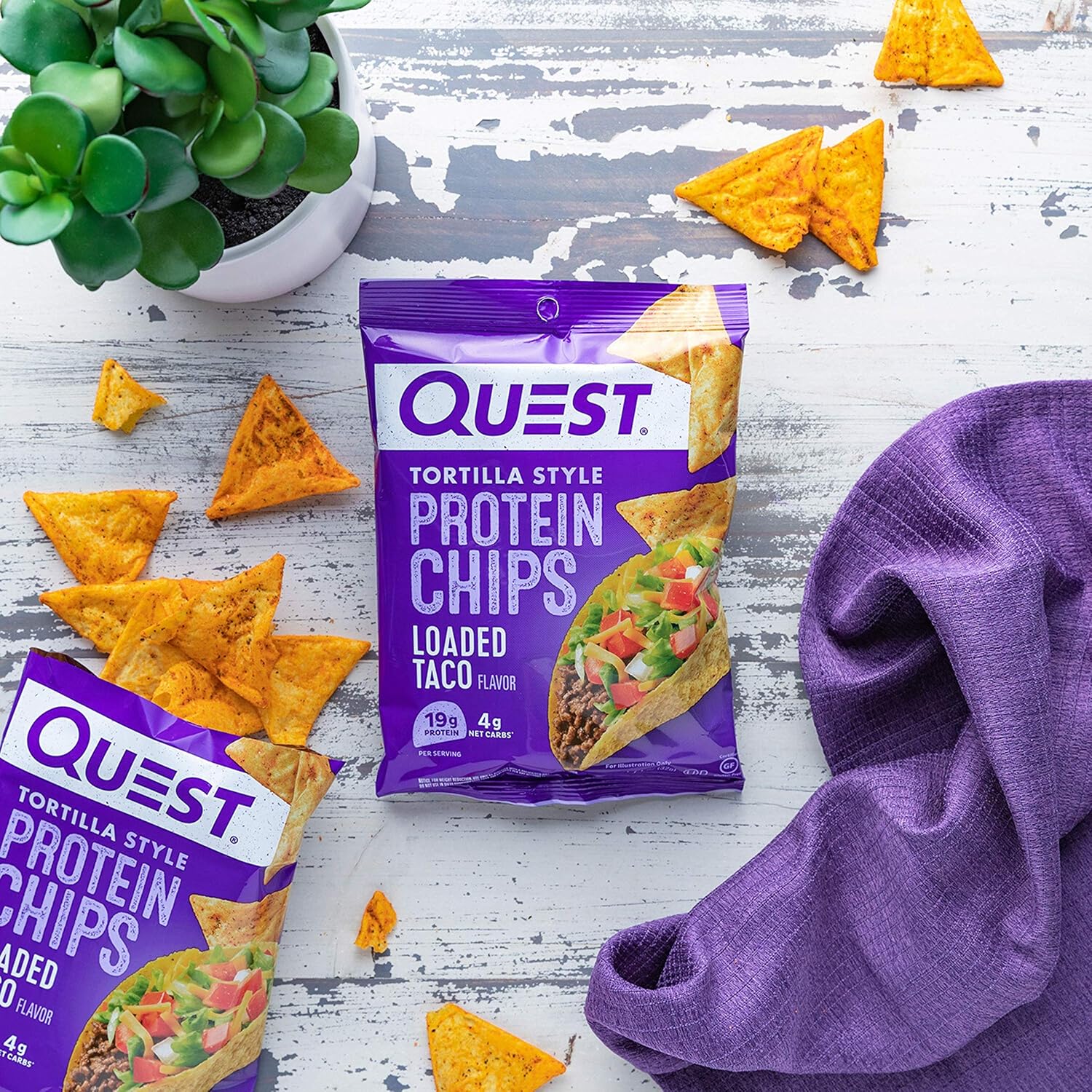 Protein-Packed Loaded Taco Tortilla Style Chips - Low Carb, Gluten Free (12 pack)
