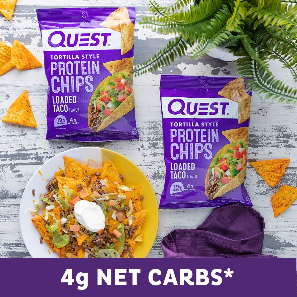 Protein-Packed Loaded Taco Tortilla Style Chips - Low Carb, Gluten Free (12 pack)