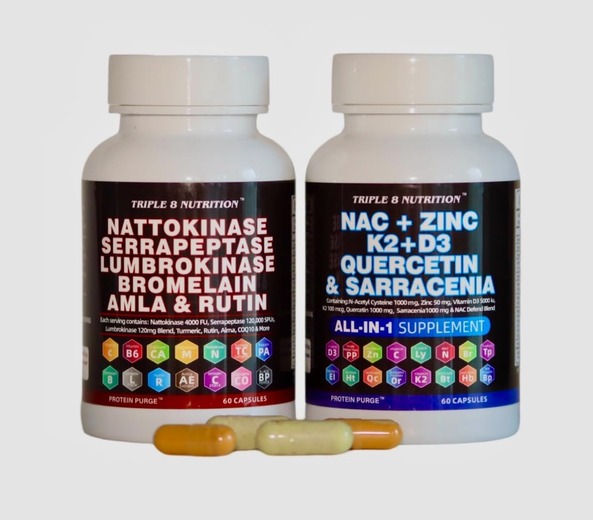 Protein Purge 28 Supplement Blend with Nattokinase, Bromelain, NAC, Turmeric, and Curcumin