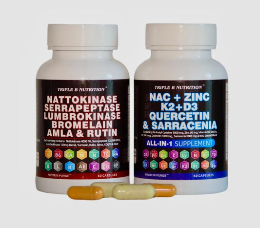 Protein Purge 28 Supplement Blend with Nattokinase, Bromelain, NAC, Turmeric, and Curcumin