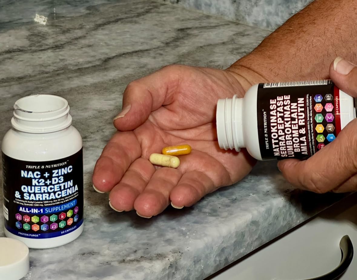 Protein Purge 28 Supplement Blend with Nattokinase, Bromelain, NAC, Turmeric, and Curcumin