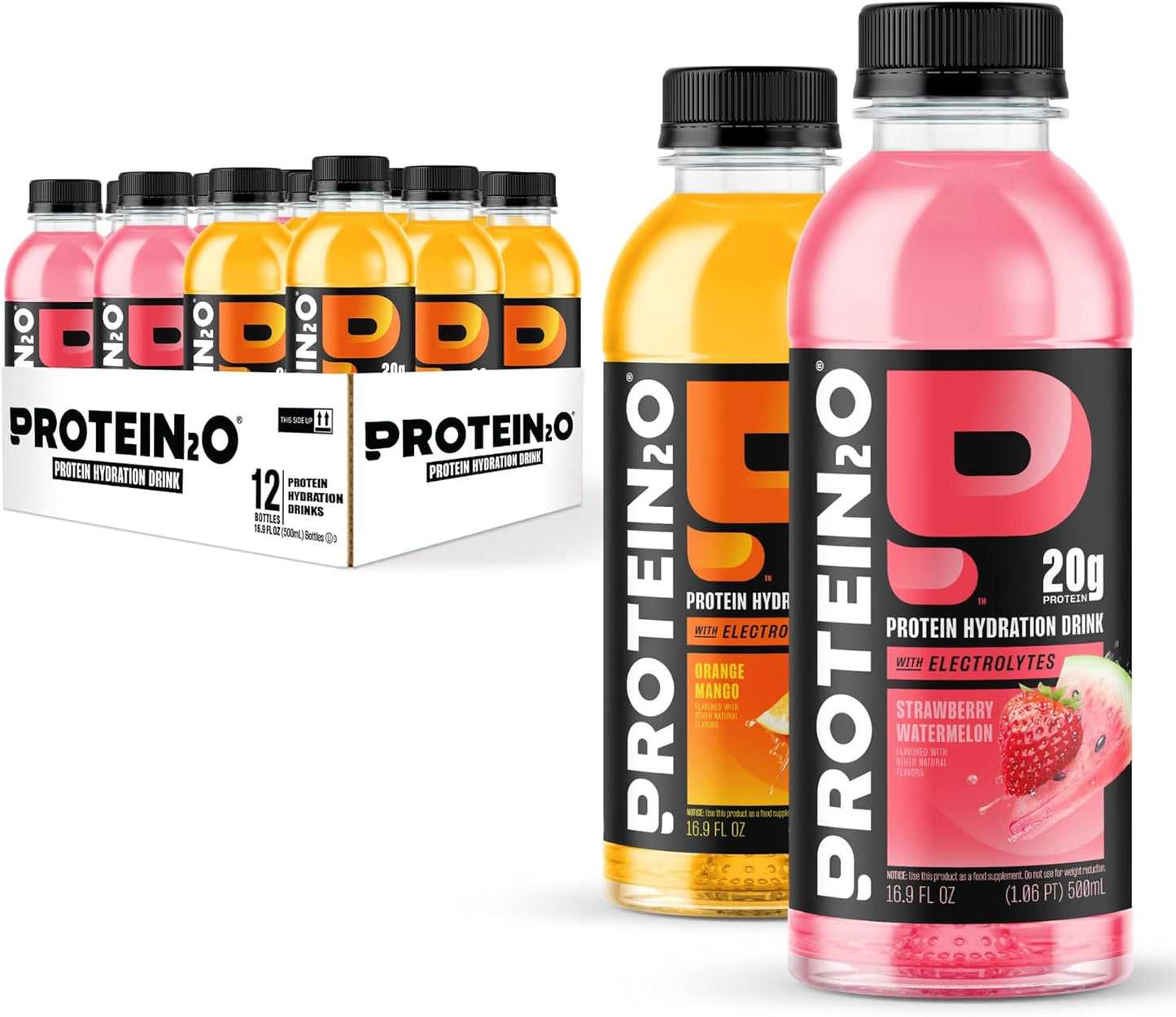 Protein2o 20g Whey Protein Isolate Water with Electrolytes, Sugar-Free Sports Drink, Gluten & Lactose Free, 20g Variety Pack - 12 Pack of 16.9 oz Bottles