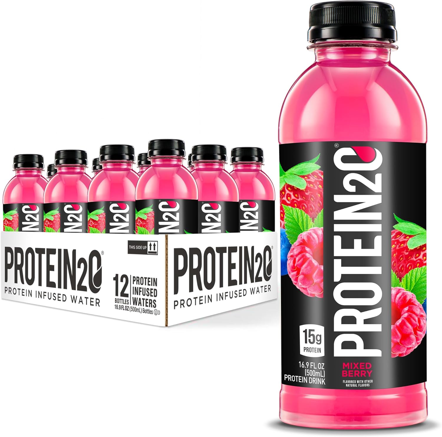 Protein2o Mixed Berry Whey Protein Water, 15g Protein, 16.9 oz Bottle - Pack of 12 - BoostGo Australia