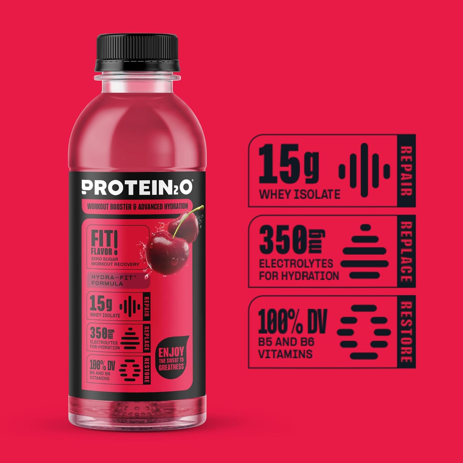Protein2o Wild Cherry 15g Whey Protein Water Bottle, 16.9 oz (Pack of 12) - 202.8 Fl Oz - BoostGo Australia