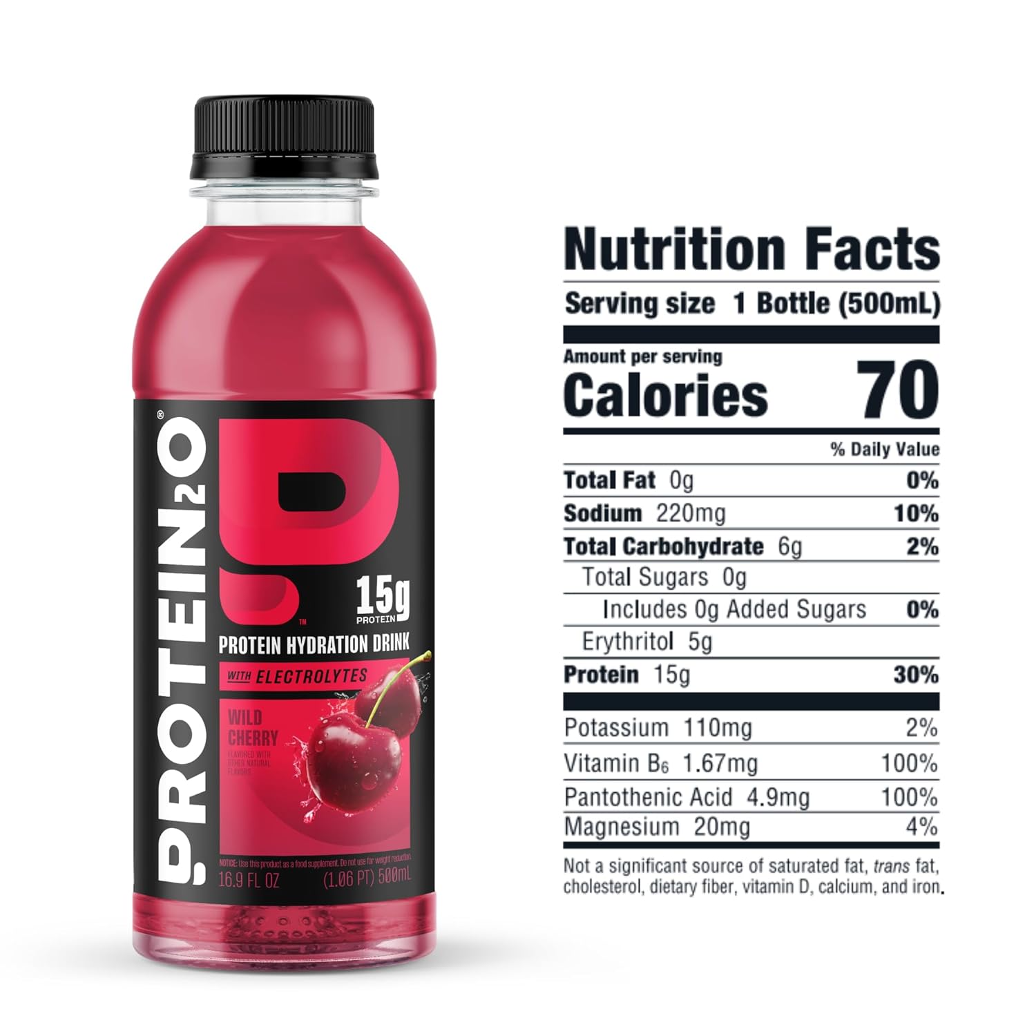 Protein2o Wild Cherry 15g Whey Protein Water Bottle, 16.9 oz (Pack of 12) - 202.8 Fl Oz - BoostGo Australia