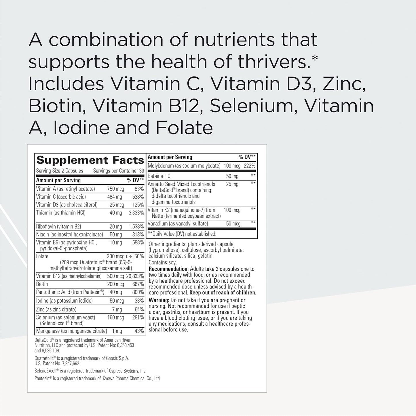 ProThrivers Wellness Flavonoid Complex with CoQ10, Curcumin, Green Tea, L-Glutathione - Antioxidant Support - 60 Capsules