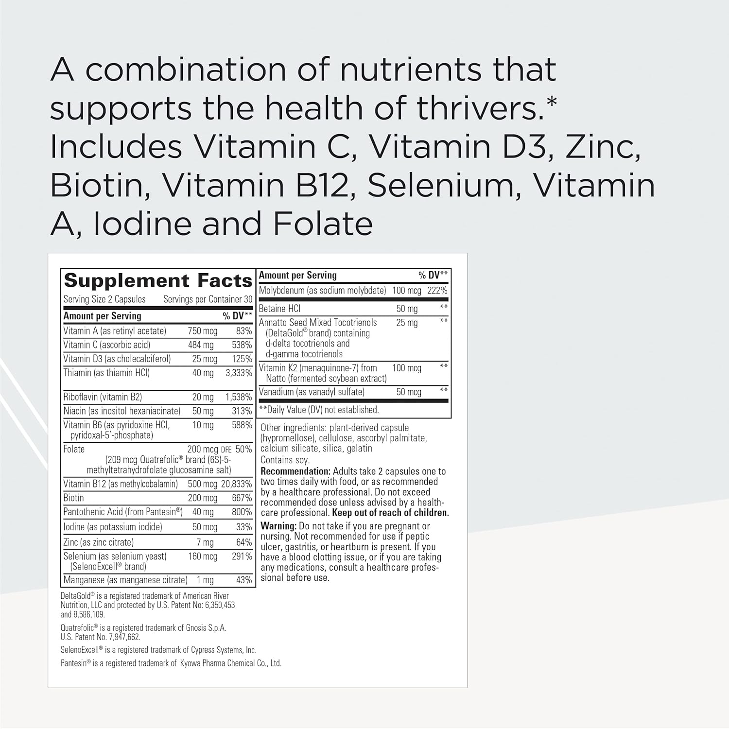 ProThrivers Wellness Flavonoid Complex with CoQ10, Curcumin, Green Tea, L-Glutathione - Antioxidant Support - 60 Capsules