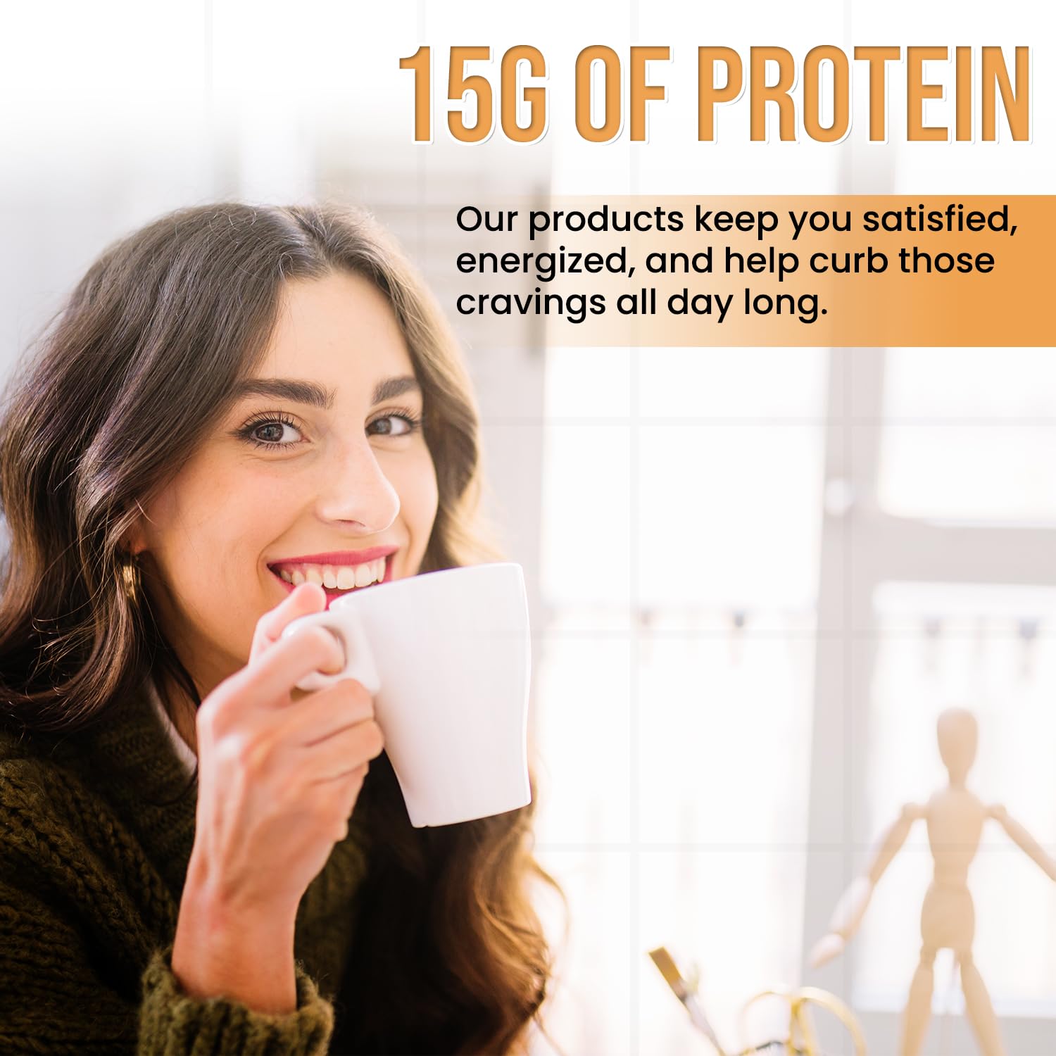 ProtiWise Cappuccino High Protein Drink Mix | Meal Replacement for Slimming Formula | 15g Protein, Low Calorie, Low Fat, Sugar-Free | Keto-Friendly | 7/Box