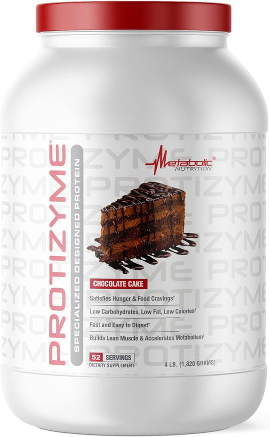 Protizyme 100% Whey Protein Powder with Digestive Enzymes, 24 Vitamins & Minerals - High Protein, Low Carb, Low Fat - 4lb, 52 Servings