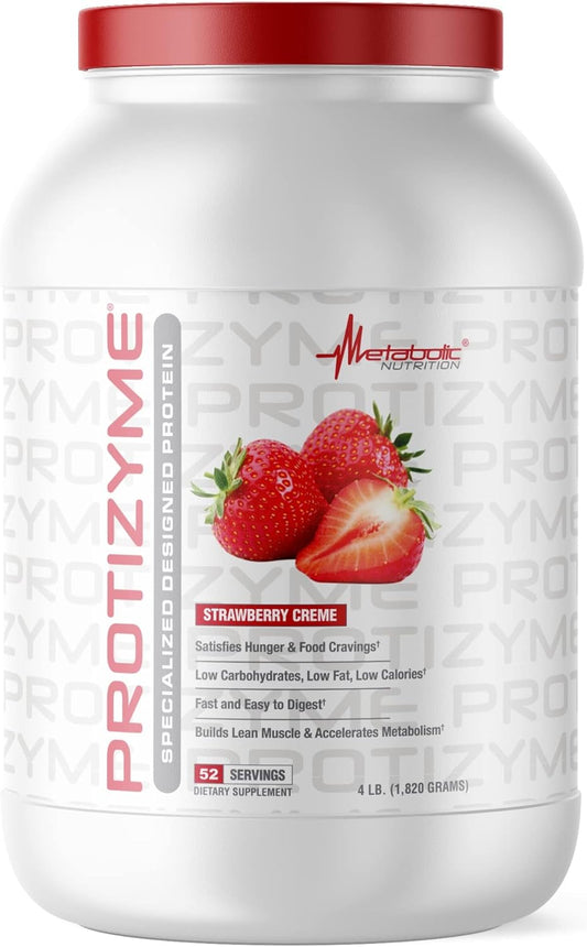 Protizyme 100% Whey Protein Powder with Digestive Enzymes, High Protein, Low Carb, Low Fat, 24 Vitamins and Minerals - 4lb