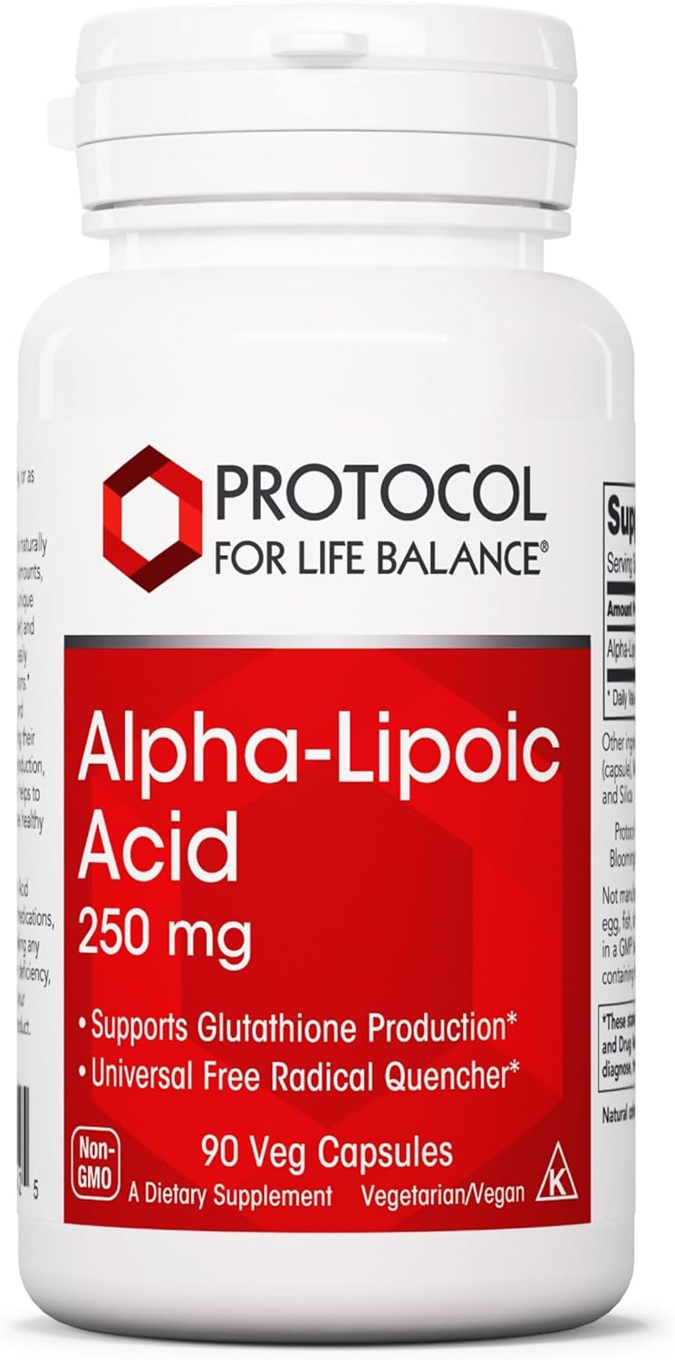 Protocol Alpha-Lipoic Acid Supplement - 600mg ALA - Supports Heart Health, Blood Flow, and Reduces Oxidative Stress - Kosher & Dairy Free - 60 Veg Capsules