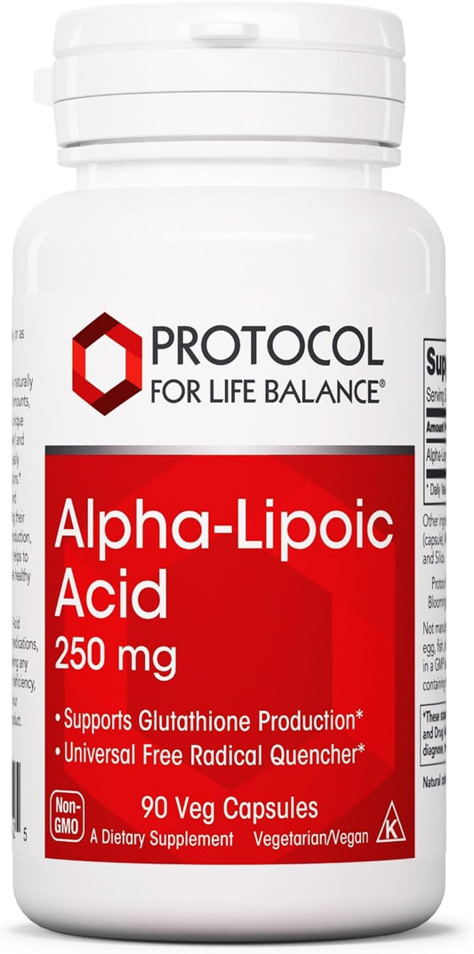 Protocol Alpha-Lipoic Acid Supplement - 600mg ALA - Supports Heart Health, Blood Flow, and Reduces Oxidative Stress - Kosher & Dairy Free - 60 Veg Capsules