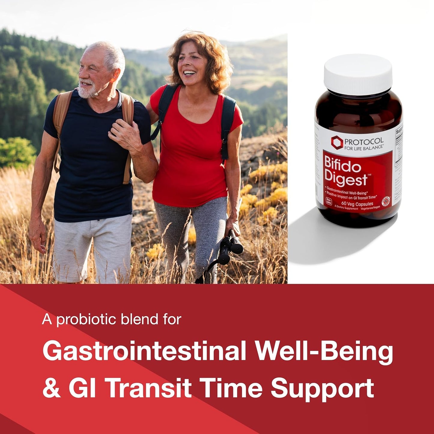 Protocol Bifido Digest - 20 Billion CFU Probiotic for Gut Health - Dairy, Egg Free - 60 Veg Caps