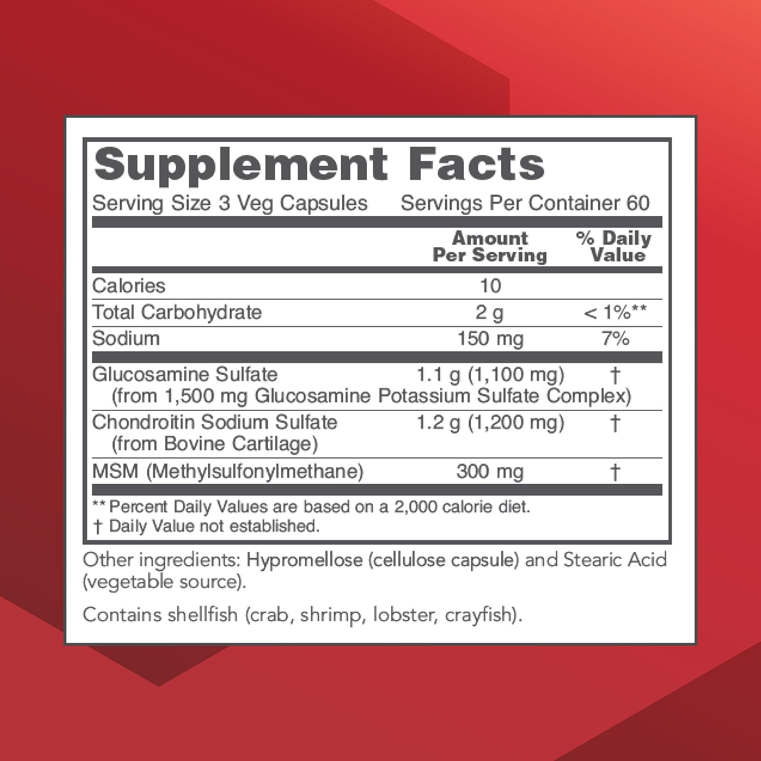 Protocol Glucosamine & Chondroitin with MSM - Joint Support Supplement - Non-GMO - 180 Veg Capsules