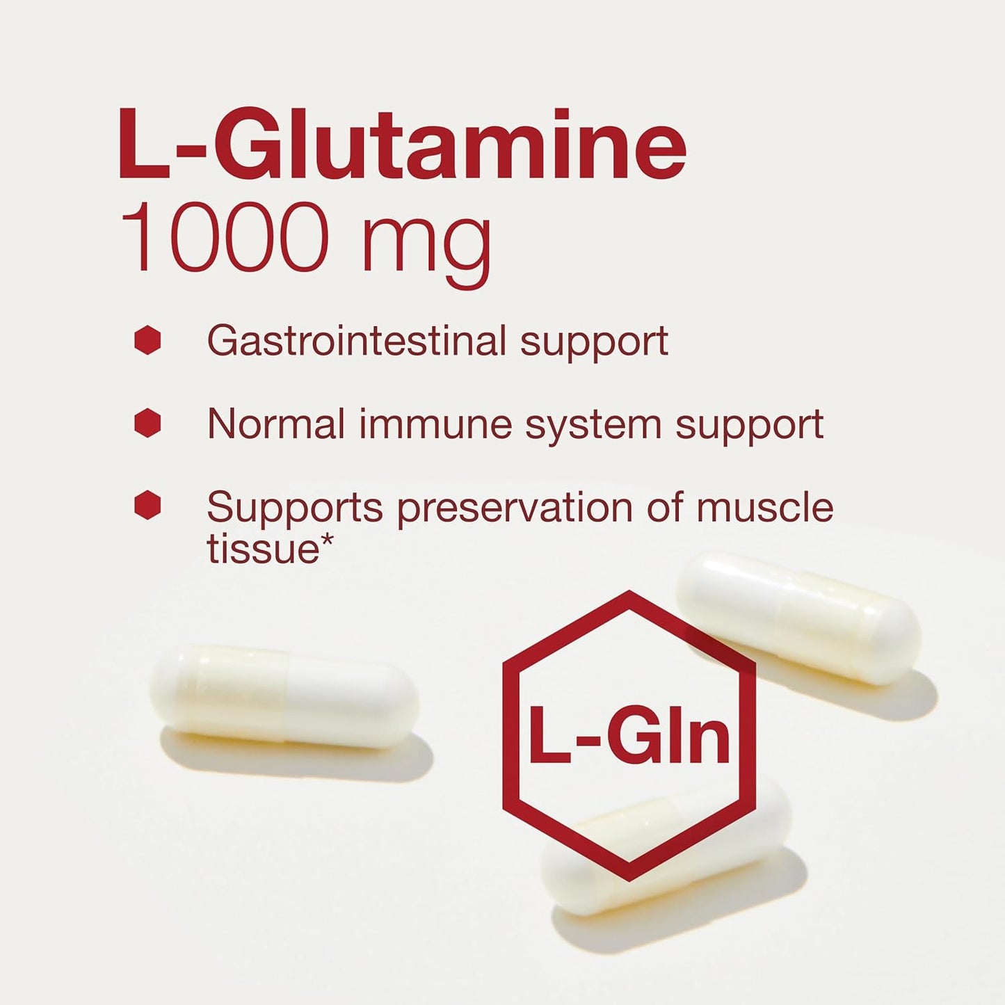 Protocol L-Glutamine 1000mg Capsules - Muscle, Gut, and Immune Health Support - 120 Vegetarian Capsules