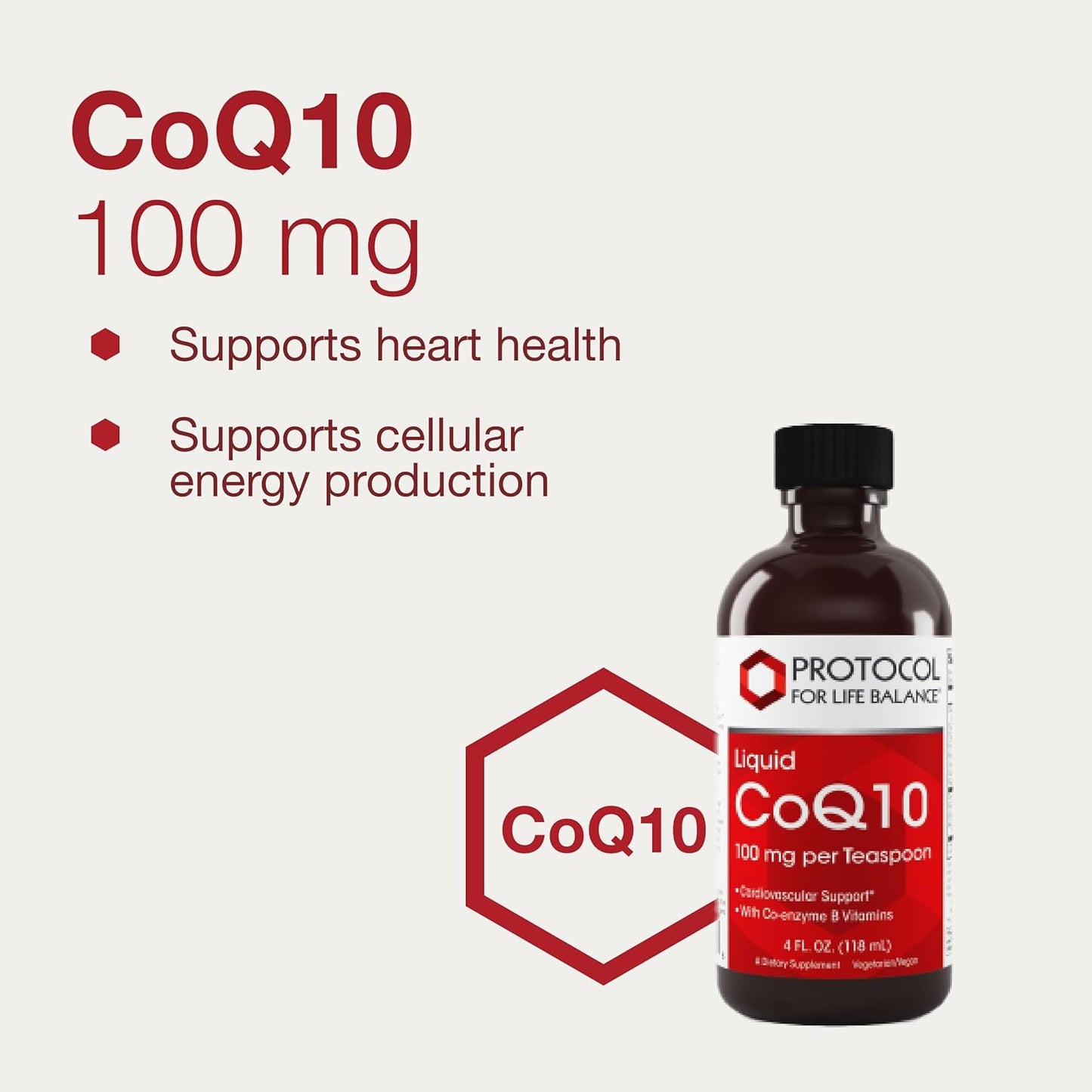 Protocol Liquid CoQ10 Supplement with Antioxidants for Heart Health and Energy Production - 4 fl oz