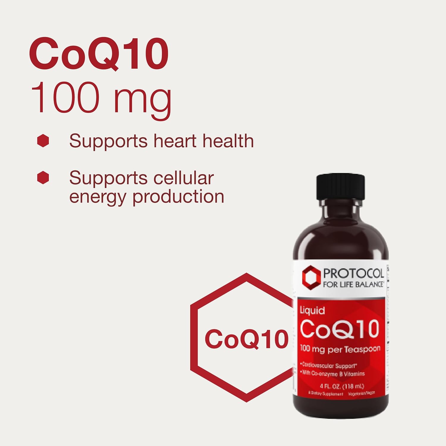 Protocol Liquid CoQ10 Supplement with Antioxidants for Heart Health and Energy Production - 4 fl oz