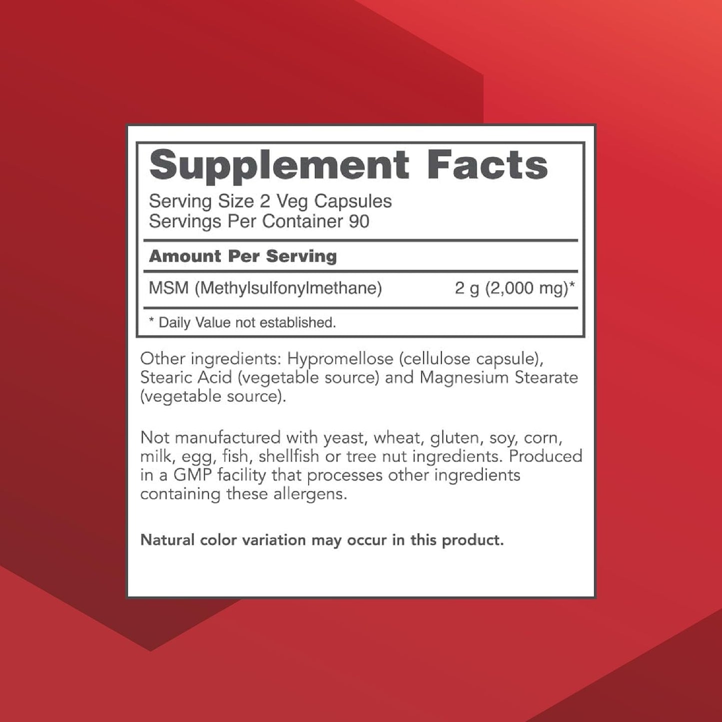 Protocol MSM Bioavailable Sulfur Capsules - 1,000mg - Enhances Joint Health, Hair, Skin & Nails - Vegan & Non-GMO - 180 Count