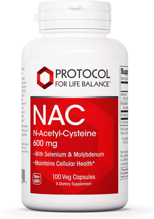 Protocol NAC with Selenium and Molybdenum - Glutathione Support for Brain and Lung Health - 100 Vegetarian Capsules