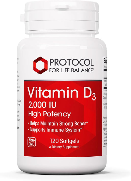 Protocol Vitamin D3 2,000 IU Softgels for Immune Support and Bone Health - 120 Count - BoostGo Australia