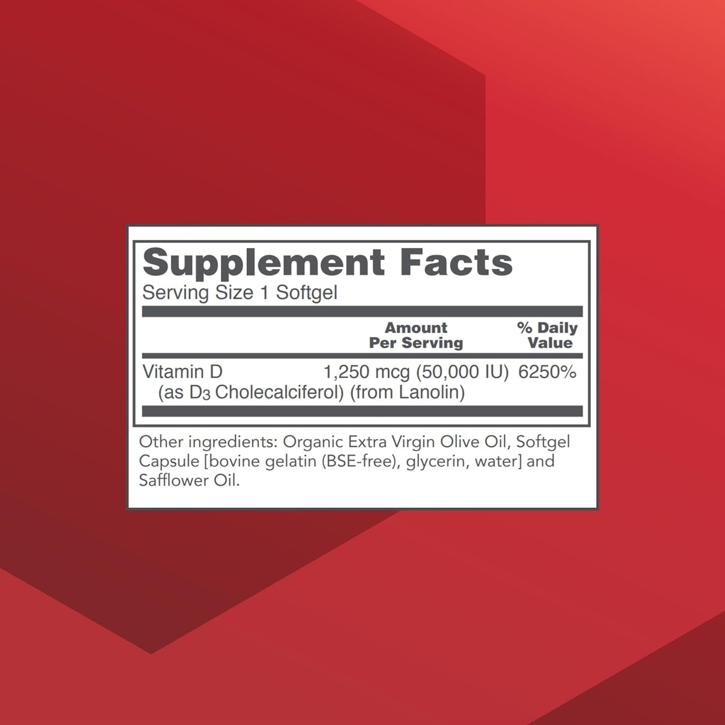 Protocol Vitamin D3 50000 IU Softgels - Immune Support for Healthy Bones and Teeth