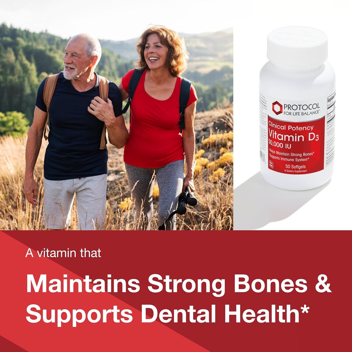 Protocol Vitamin D3 50000 IU Softgels - Immune Support for Healthy Bones and Teeth