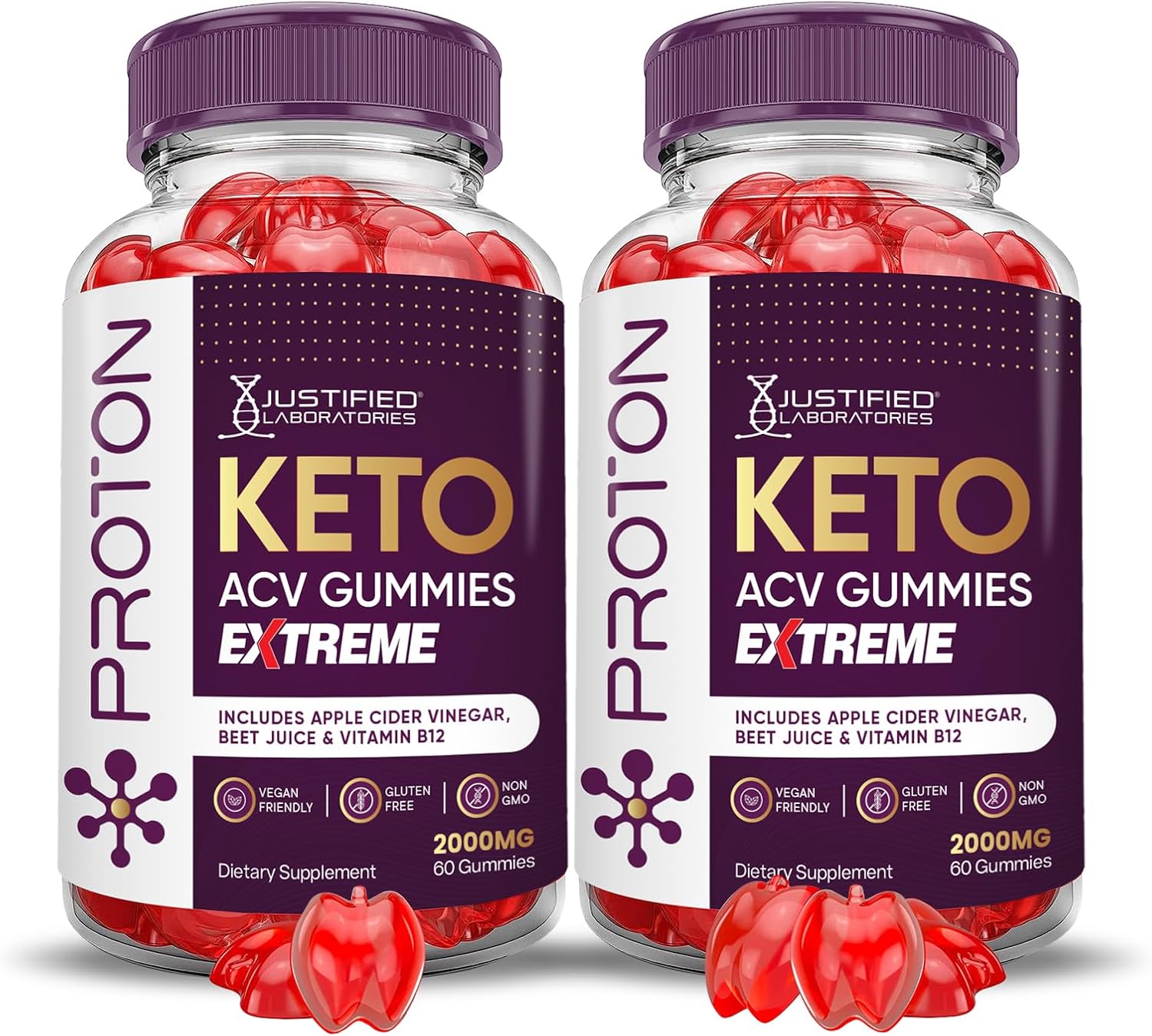 Proton Protein Keto Gummies (2 Pack) - Extreme 2000MG ACV with Pomegranate Beet Juice - B12 Vegan Non GMO - 120 Count - BoostGo Australia
