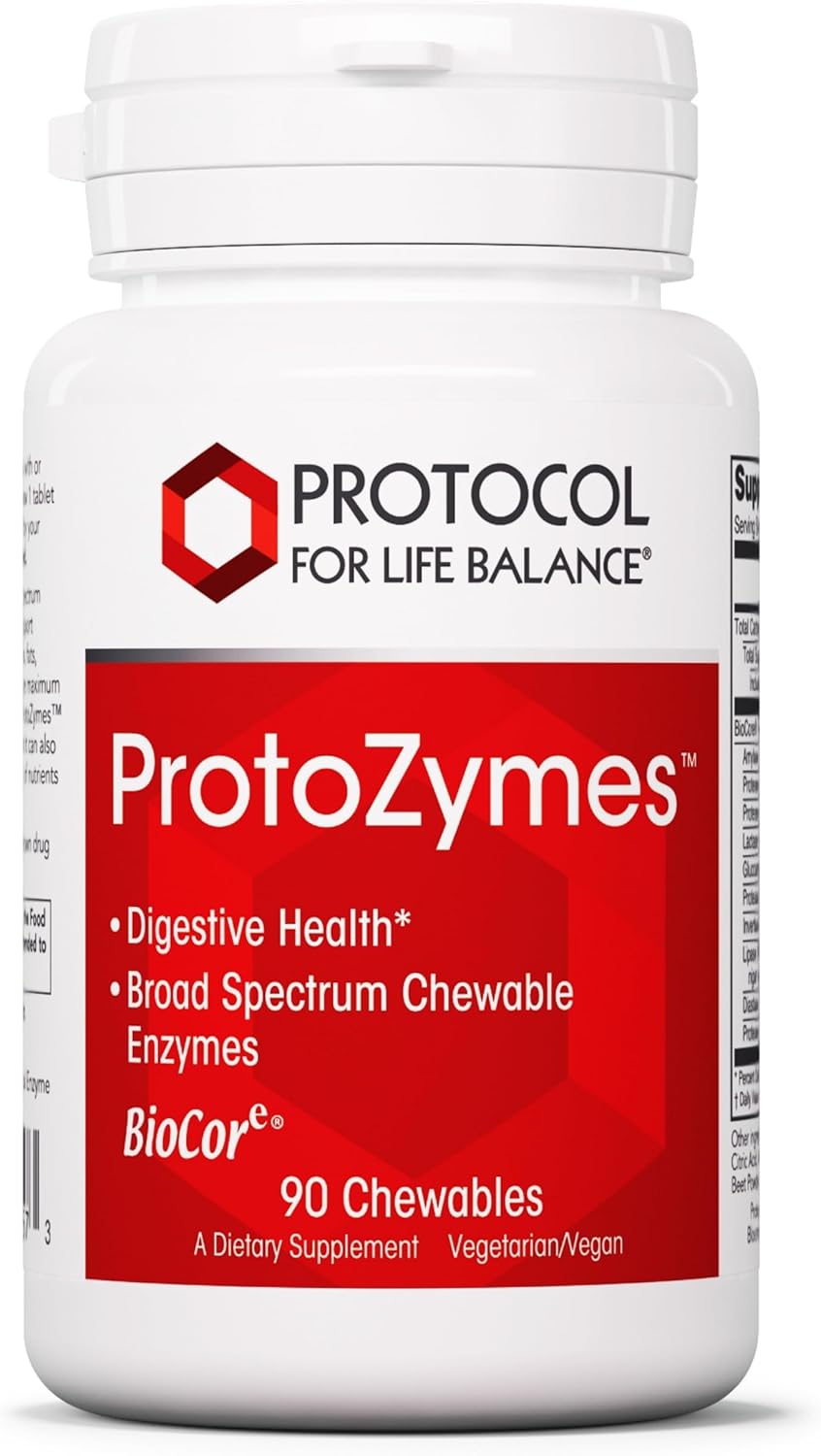 Protozymes Digestive Enzymes - Support Nutrient Breakdown & Digestive Health - Aid Lactose Breakdown - Vegan & Kosher - 90 Chewables