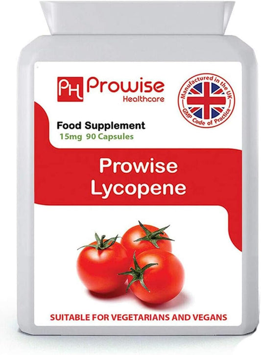 Prowise Healthcare Lycopene 10% Beadlet 15mg Capsules - 90 Count - UK Made, GMP Certified - Vegetarian/Vegan Friendly