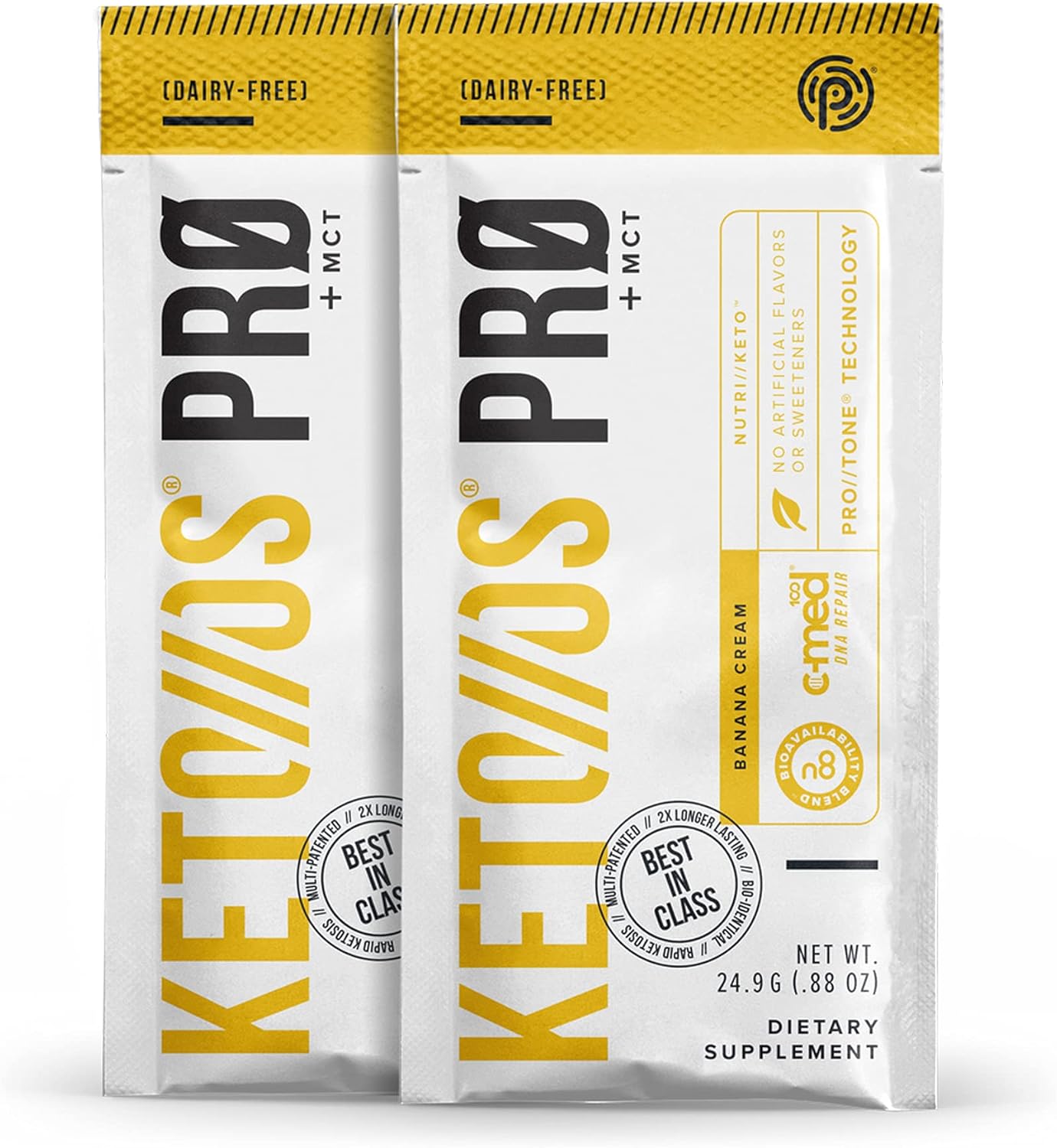 Pruvit Keto//OS Pro Banana Cream + MCT Ketones - Energy Boost & Anti-Aging Supplement - 20 Packets