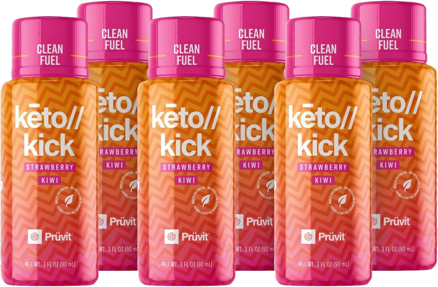 PRÜVIT Exogenous Ketones Strawberry Kiwi - 6 Packs (90 ml) for Keto Kick