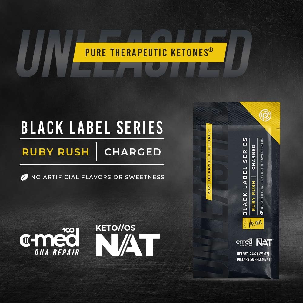 PRÜVIT Keto//OS Black Label Ruby Rush: Pure Therapeutic Ketones for Muscle Growth - 0.84 OZ