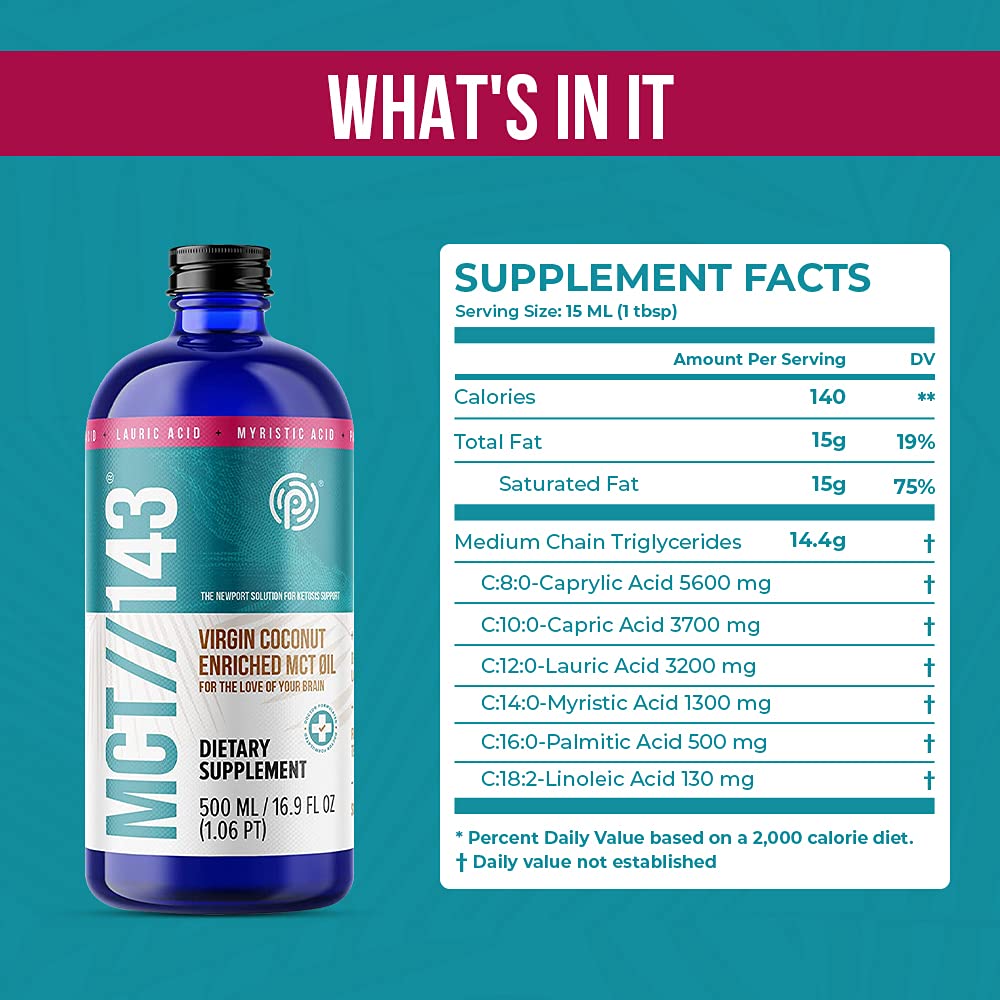PRÜVIT MCT//143 Virgin Coconut Enriched MCT Oil 16.9 OZ - Pure Ketogenic Energy Boost