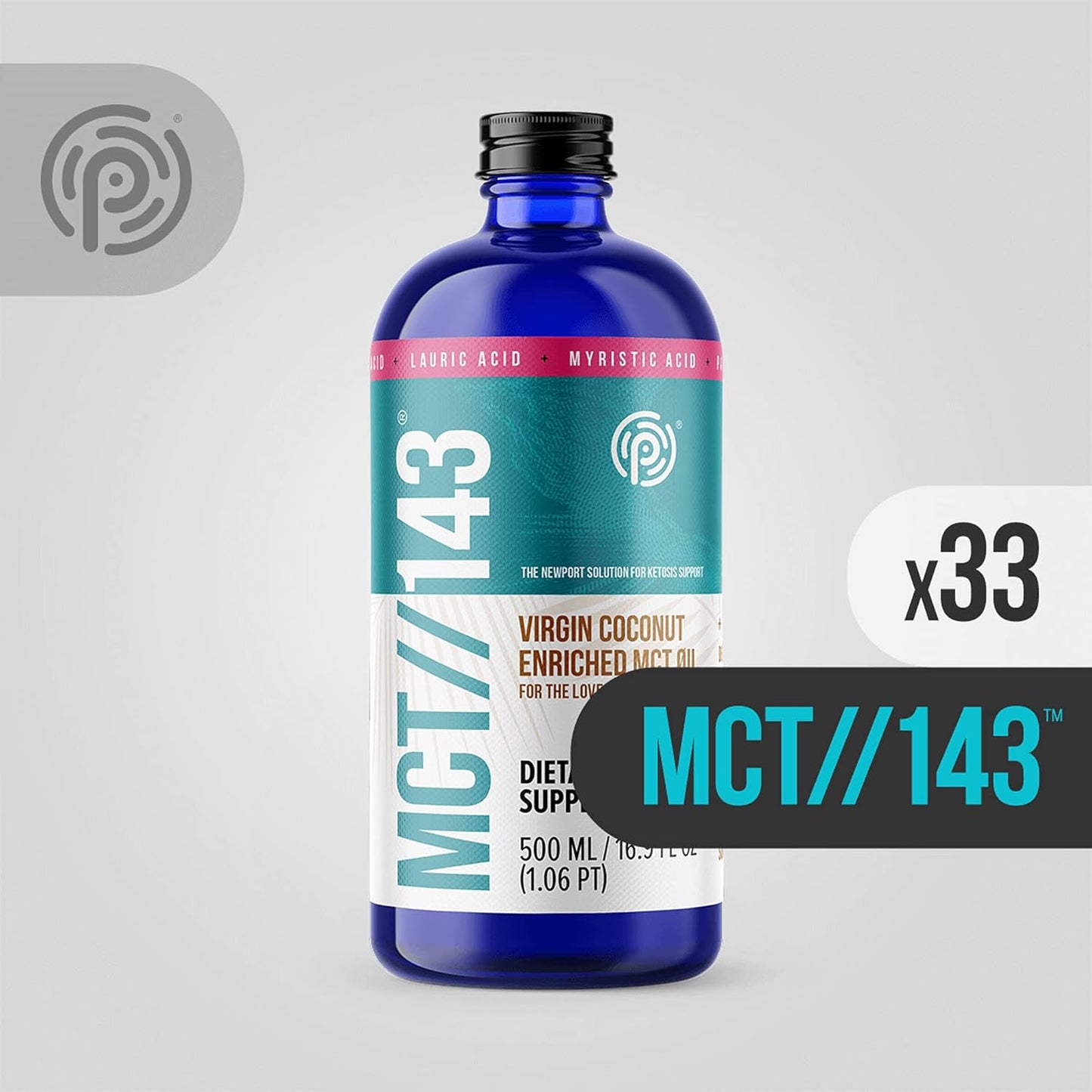 PRÜVIT MCT//143 Virgin Coconut Enriched MCT Oil 16.9 OZ - Pure Ketogenic Energy Boost