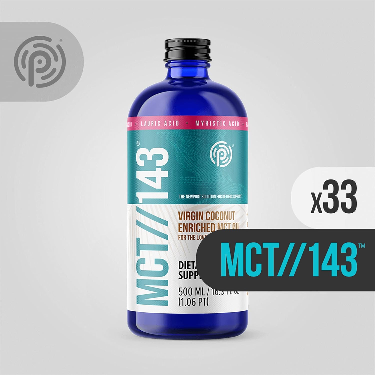 PRÜVIT MCT//143 Virgin Coconut Enriched MCT Oil 16.9 OZ - Pure Ketogenic Energy Boost