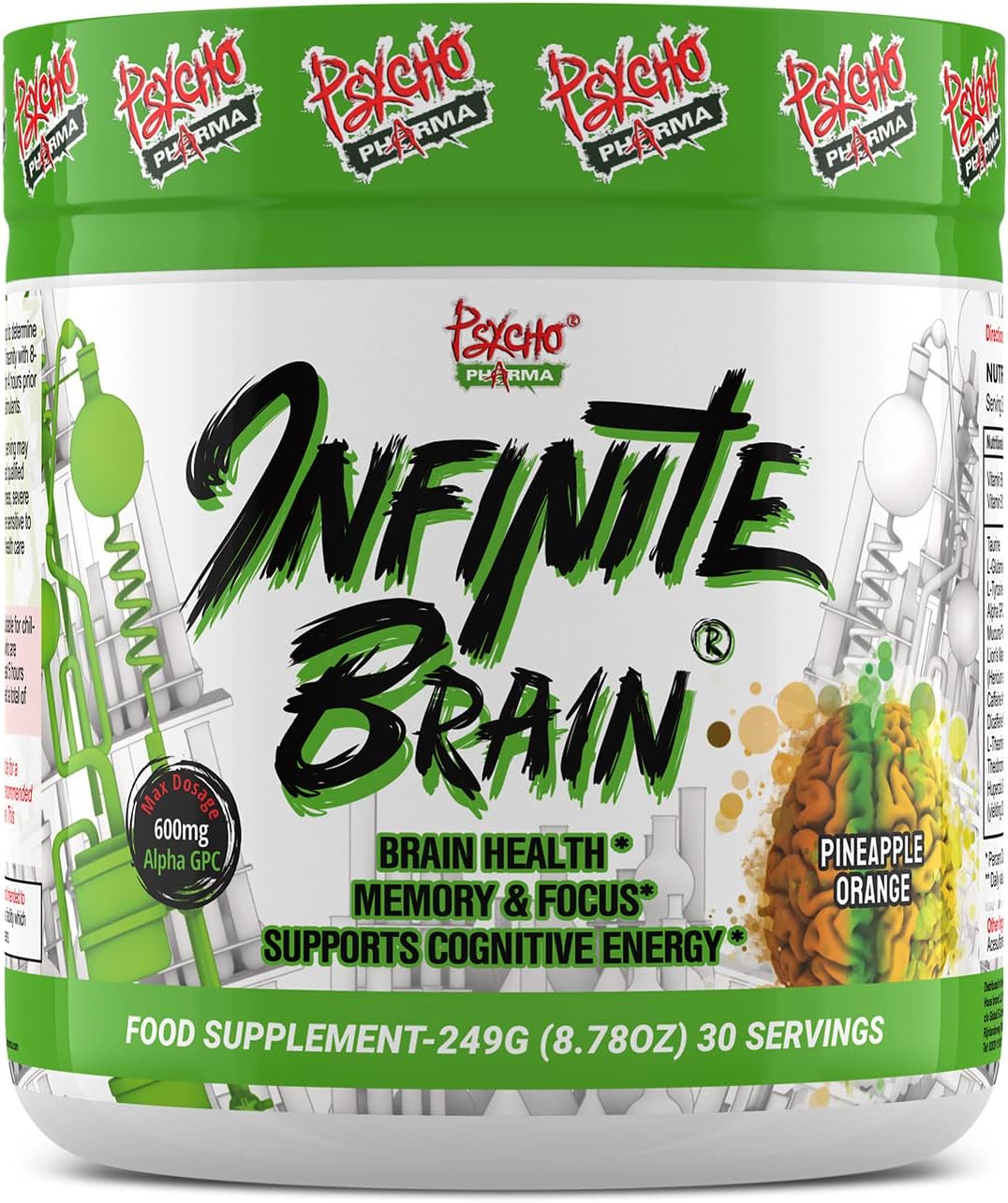 Psycho Pharma Infinite Brain Nootropic: Pineapple Orange Flavor, 30 Servings - Compete and Win with this Game-Changing Supplement