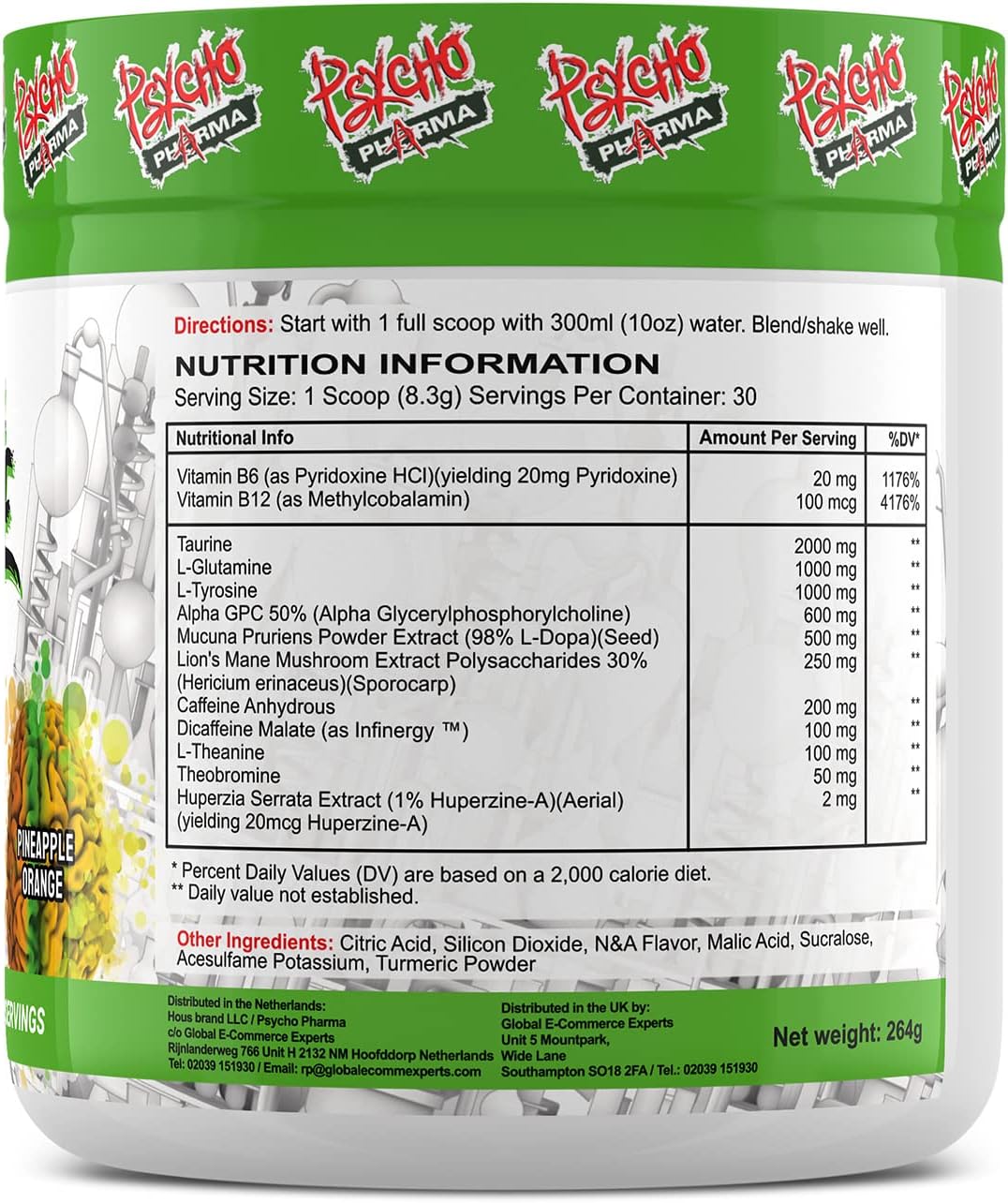Psycho Pharma Infinite Brain Nootropic: Pineapple Orange Flavor, 30 Servings - Compete and Win with this Game-Changing Supplement