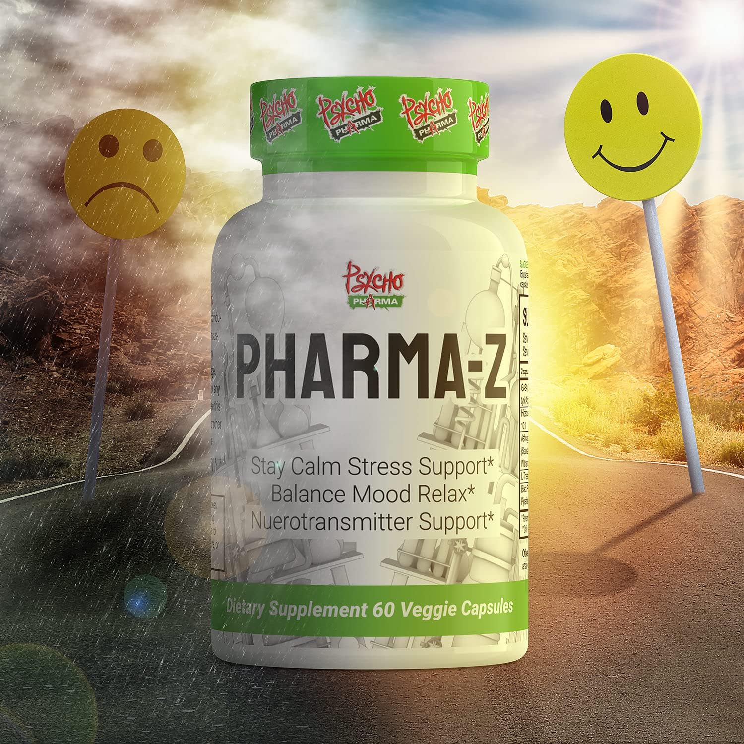 Psycho Pharma PHARMA Z (750mg GABA) Natural Stress Relief & Cognitive Function Enhancer for a "Feel-Good" Mood